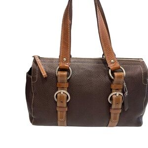 Vintage COACH CHELSEA F10887 Large Pebbled Leather Satchel Bag Handbag BROWN